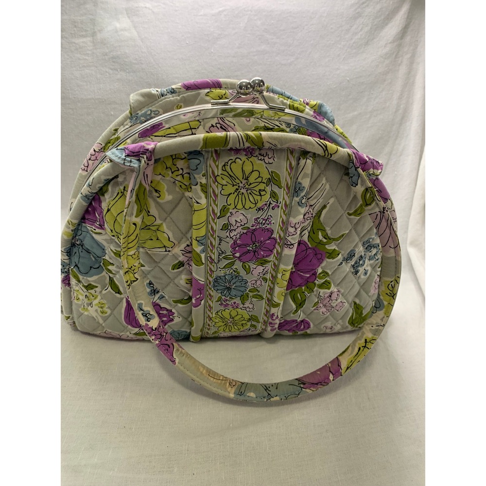 Vera‎ Bradley Bali Blue Floral Quilted Cotton Frame Bag Kiss Lock Satchel #598